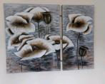 Olieverfschilderij op canvas-tweeluik- met bloemen, Ophalen, 125 cm of meer, Zo goed als nieuw, Schilderij