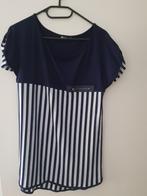 Marineblauw/wit gestreepte shirt maat L, Ophalen of Verzenden, Zo goed als nieuw, Maat 42/44 (L), Korte mouw