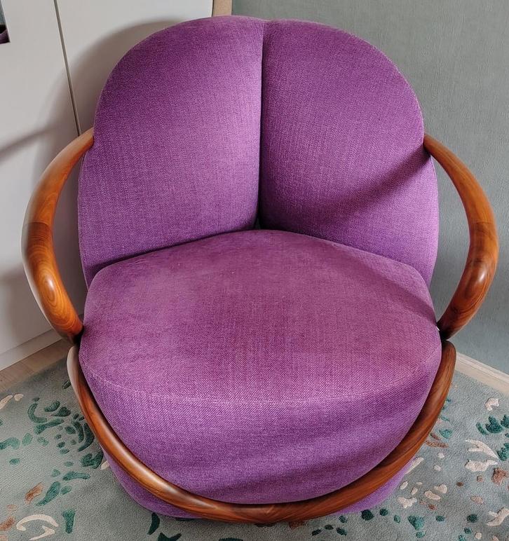 Exclusieve Notenhouten Fauteuil, Huis en Inrichting, Fauteuils, Zo goed als nieuw, Overige materialen, 75 tot 100 cm, 75 tot 100 cm