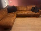 Loungebank links cognac leerlook - rookvrij & diervrij, Huis en Inrichting, Banken | Sofa's en Chaises Longues, Ophalen, Overige materialen