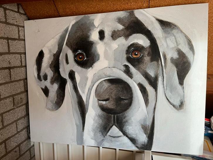 Schilderij Deense Dog - Prachtig Kunstwerk, Antiek en Kunst, Kunst | Schilderijen | Klassiek, Ophalen of Verzenden