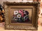 Antiek olieverf bloemen schilderij, Antiek en Kunst, Ophalen of Verzenden