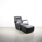 2x Leolux Scylla Fauteuil Hoog Zwart Leer + Hocker – Chroom, Niet ingevuld, Niet ingevuld, Ophalen of Verzenden, Zo goed als nieuw