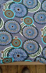 Stretch stof met cirkel prints en vismotief NIEUW, Overige kleuren, 120 cm of meer, Ophalen of Verzenden, Polyester