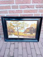 Schilderij met landschap en boerderij, Antiek en Kunst, Kunst | Schilderijen | Klassiek, Ophalen