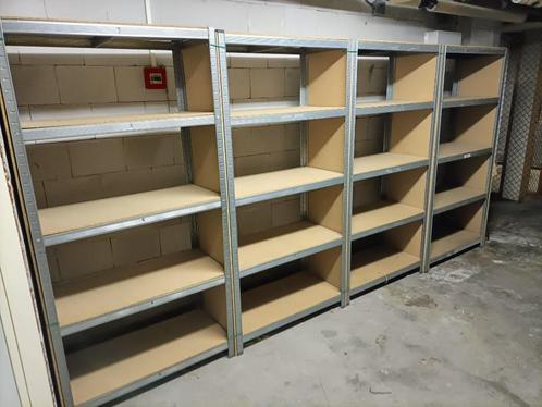 3.65 meter 4 x Verzinkte metalen stellingkasten stellingen, Huis en Inrichting, Kasten | Stellingkasten, Zo goed als nieuw, Ophalen