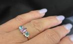Vintage ring edelsteen topaas, amethist en diamant. 2025/480, Blauw, ., Ophalen of Verzenden, Zo goed als nieuw
