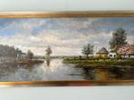Schilderij G.J. Ernens 50 x 125 olieverf op doek, landschap, Antiek en Kunst, Ophalen