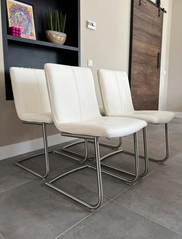 Vier wit leder Henders & Hazel design stoel rvs frame beschikbaar voor biedingen