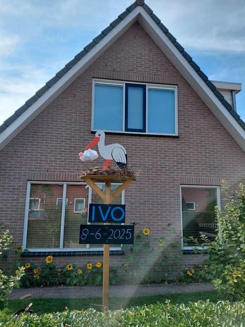 Uniek geboortebord ooievaar op nest te huur, Kinderen en Baby's, Kraamcadeaus en Geboorteborden, Ophalen of Verzenden