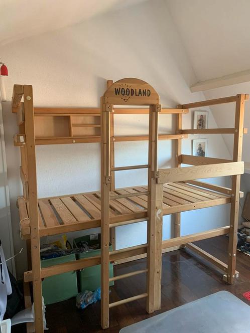 Woodland hoog/laag bed met accessoires, Huis en Inrichting, Slaapkamer | Stapelbedden en Hoogslapers, Zo goed als nieuw, Hoogslaper