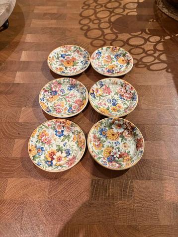 6 Vintage Société Céramique Maastricht Bordjes ,Petit Fours beschikbaar voor biedingen