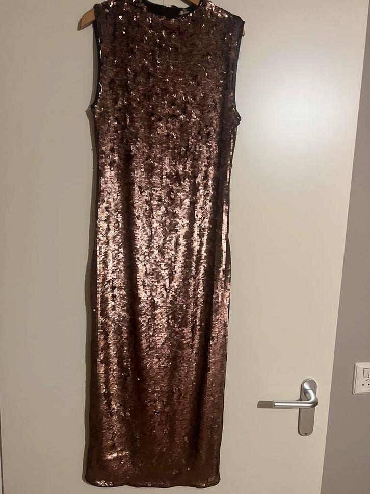 Josh V mooie pailletten jurk/ maat xs, Kleding | Dames, Jurken, Nieuw, Maat 34 (XS) of kleiner, Bruin, Onder de knie, Verzenden