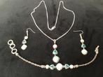 Zendro zilveren set, ketting armband oorbellen ring.925, Verstelbaar, Blauw, Ophalen of Verzenden, Zo goed als nieuw