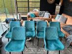 6x Velvet green eetkamer stoelen, Huis en Inrichting, Stoelen, Vijf, Zes of meer stoelen, Stof, Ophalen of Verzenden, Zo goed als nieuw