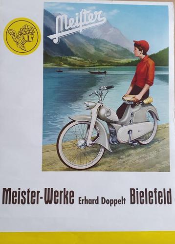 Meister Werke poster, bromfietsen 50er jaren beschikbaar voor biedingen