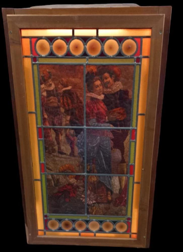 een gebrandschilderd glas in loodraam, Antiek en Kunst, Antiek | Glas en Kristal, Ophalen