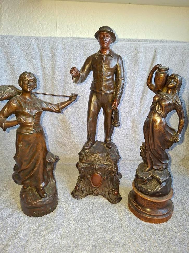 Vintage Tinnen Beeldjes - Ambachtelijk, Antiek en Kunst, Kunst | Beelden en Houtsnijwerken, Ophalen of Verzenden