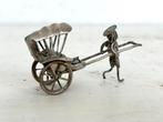 Oude miniatuur Riksja zilver verzilverd, Ophalen, Zilver