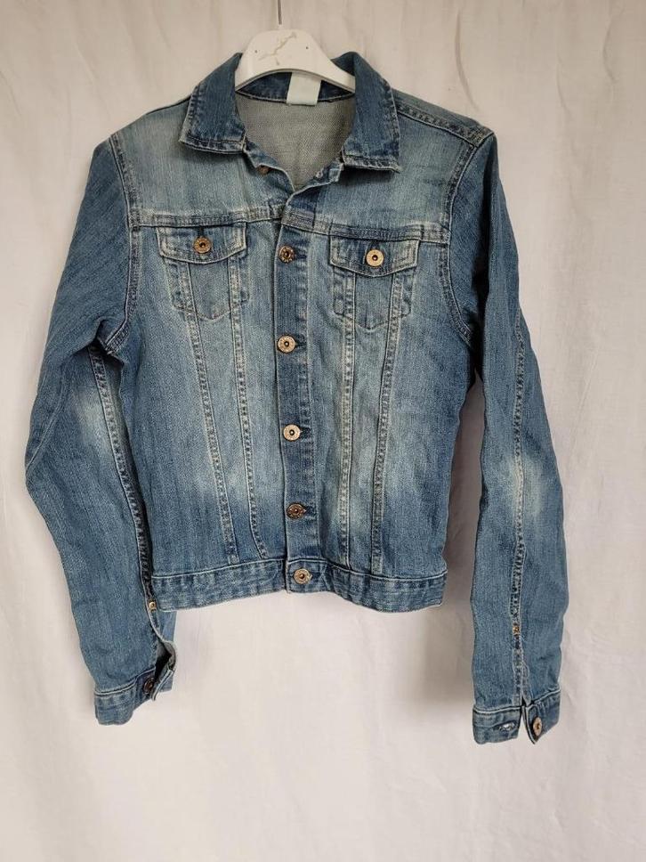 Stoere spijkerjas mt 164 merk H&M, Kinderen en Baby's, Kinderkleding | Maat 164, Zo goed als nieuw, Meisje, Jas, Ophalen of Verzenden