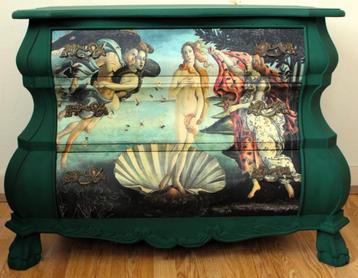 Extra groot, groen buikkastje, ladekast "Venus" Botticelli beschikbaar voor biedingen