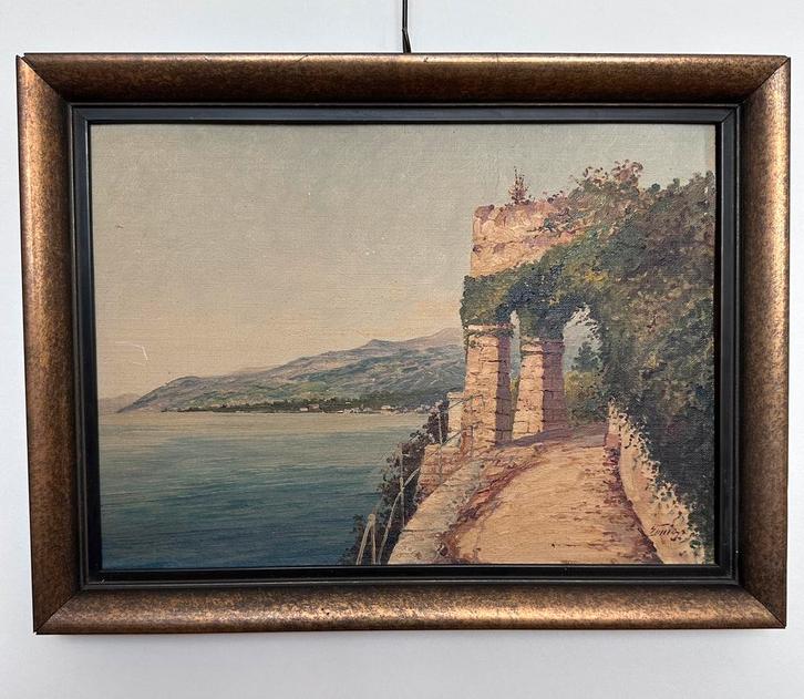 Olieverfschilderij “Abbazia (Schönheitsküste)” – 1936, Antiek en Kunst, Kunst | Schilderijen | Klassiek, Ophalen of Verzenden