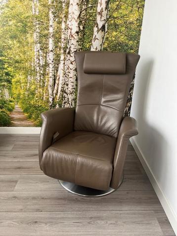 Nette Prominent Relaxfauteuil Taupe Leer Draaibaar S/M beschikbaar voor biedingen