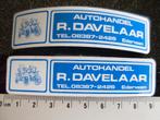 2x sticker autohandel R. Davelaar ederveen logo, Verzenden, Zo goed als nieuw, Bedrijf of Vereniging