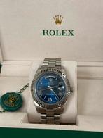 Rolex Day Date, Blauw Sunburst Dial., Sieraden, Tassen en Uiterlijk, Horloges | Heren, Staal, Polshorloge, Ophalen of Verzenden