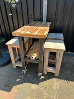 Verrijdbare bartafel met houten krukken!, Ophalen, Gebruikt