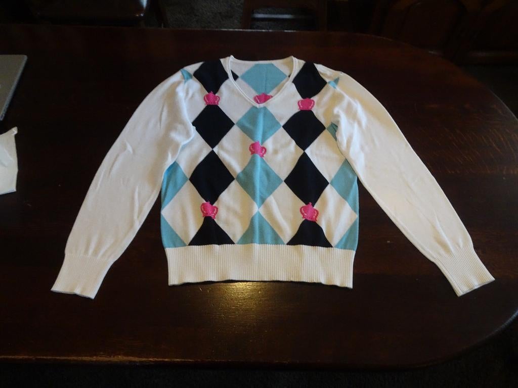 AMBIENTE witte geruite trui met kroontjes, Kleding | Dames, Wit, AMBIENTE, Maat 46/48 (XL) of groter, Nieuw