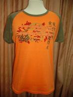 oranje/groen stretch shirt - NIEUW -  maat M, Nieuw, Oranje, Maat 38/40 (M), Ophalen of Verzenden