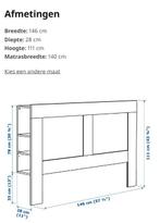 Brimnesbed: hoofdeinde achterkant. Voor 140 cm matras, Ophalen, Overige typen, Tweepersoons, Minder dan 160 cm