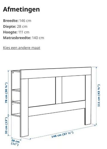 Brimnesbed: hoofdeinde achterkant. Voor 140 cm matras beschikbaar voor biedingen