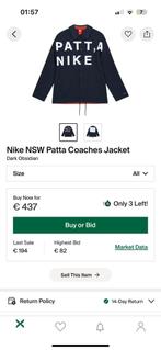 Nike x Patta coaches jacked maat s, Zwart, Nike, Nieuw, Ophalen of Verzenden