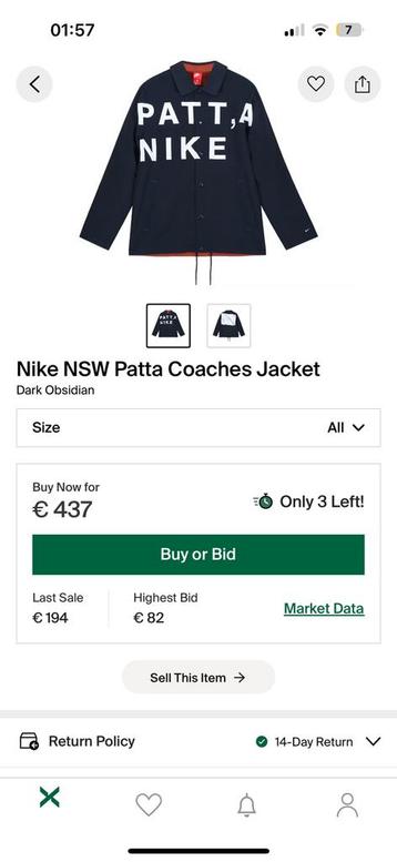 Nike x Patta coaches jacked maat s  beschikbaar voor biedingen