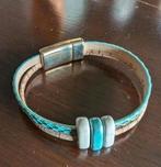 Armband van Kurk in Turquoise/Wit!, Verzenden, Zo goed als nieuw, Overige materialen, Met bedels of kralen