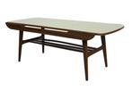 Vintage Salontafel Met Omkeerbaar Blad teak en formica, Huis en Inrichting, Gebruikt, 100 tot 150 cm, Vintage, 50 tot 100 cm