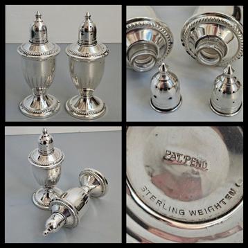 Antiek zilver,  sterling zilveren strooiers,  12 cm hoog  beschikbaar voor biedingen