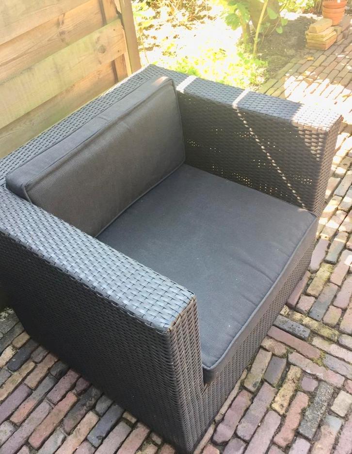 Wicker tuinstoel Plus gestoomde  kussens, Tuin en Terras, Tuinsets en Loungesets, Zo goed als nieuw, Wicker, 2 zitplaatsen, Ophalen of Verzenden