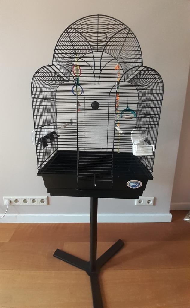 Vogelkooi + voedsel, Dieren en Toebehoren, Vogels | Hokken en Kooien, Gebruikt, Vogelkooi, Metaal, Ophalen