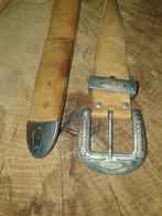 Vintage Bruine Lederen Riem met Gesp, 95 tot 105 cm, Bruin, Echt leder, Ophalen of Verzenden