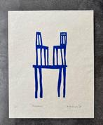 Klaas Gubbels, houtdruk, Cezanne in blauwe uitvoering, Ophalen