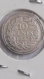 Zilveren dubbeltje 1927 Wilhelmina, 10 cents (2), Postzegels en Munten, Munten | Nederland, Ophalen of Verzenden, Koningin Wilhelmina