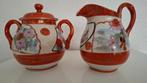 Vintage Kutani Suikerpot & Melkkan Handgeschilderd porselein, Antiek en Kunst, Ophalen of Verzenden