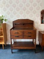 Art Deco Buffetkast met glasplaat en 4 laden, Huis en Inrichting, Kasten | Buffetkasten, Ophalen, Gebruikt, Eikenhout, 100 tot 150 cm