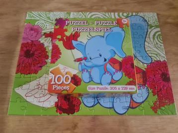 puzzel kinderKinderpuzzel (100 stukjes) – schattige olifantn beschikbaar voor biedingen