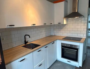 Hoekkeuken Ikea Maximera met Houten Blad beschikbaar voor biedingen