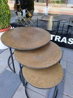 3delige Salontafel set GOUD Van €249.- voor €149.-, Rond, Nieuw, Minder dan 50 cm, Metaal