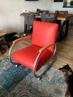 50er jarenTubax fauteuil, mat RVS, 2 stuks, Huis en Inrichting, Metaal, Gebruikt, 75 tot 100 cm, 50 tot 75 cm